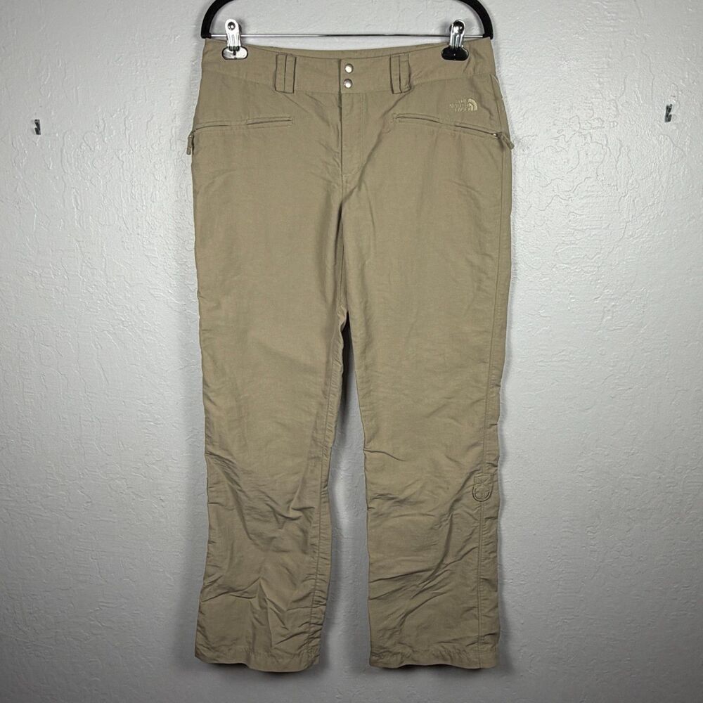 The North Face Womens 10 Khaki Nylon Hiking Pants Outdoor Zip Pockets Gorpcore